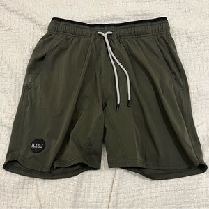 BYLT Basics Active+ Dark Olive Lined Athletic Shorts Men’s M EUC